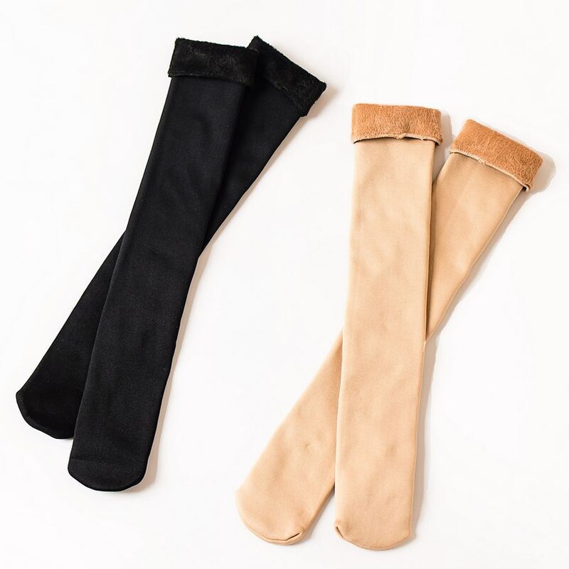 Jeseca-medias gruesas y cálidas para mujer, calcetines hasta la rodilla de lana de Cachemira, botas para el hogar, calcetín para dormir hasta el muslo, calcetín de nieve para invierno
