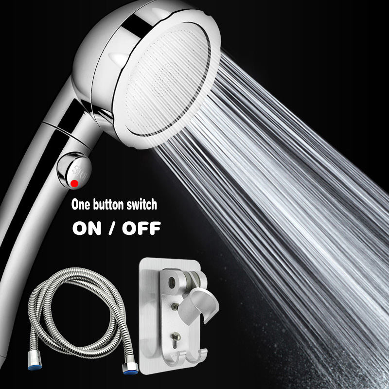 360 Degrees Rotating Shower Head Adjustable Water Saving Shower Head 3 Mode Shower Water Pressure Shower Head With Stop Button