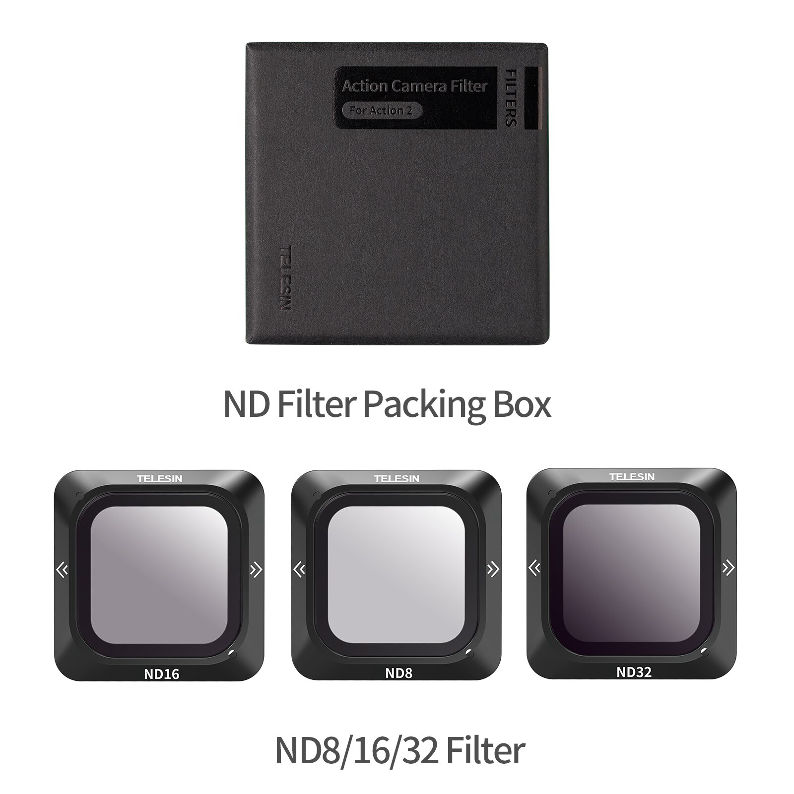 TELESIN-Juego de filtros de lentes ND CPL magnético para cámara DJI Action 2, ND8, ND16, ND32, accesorios de filtro de lentes, marco de aleación de aluminio: ND8 16 32