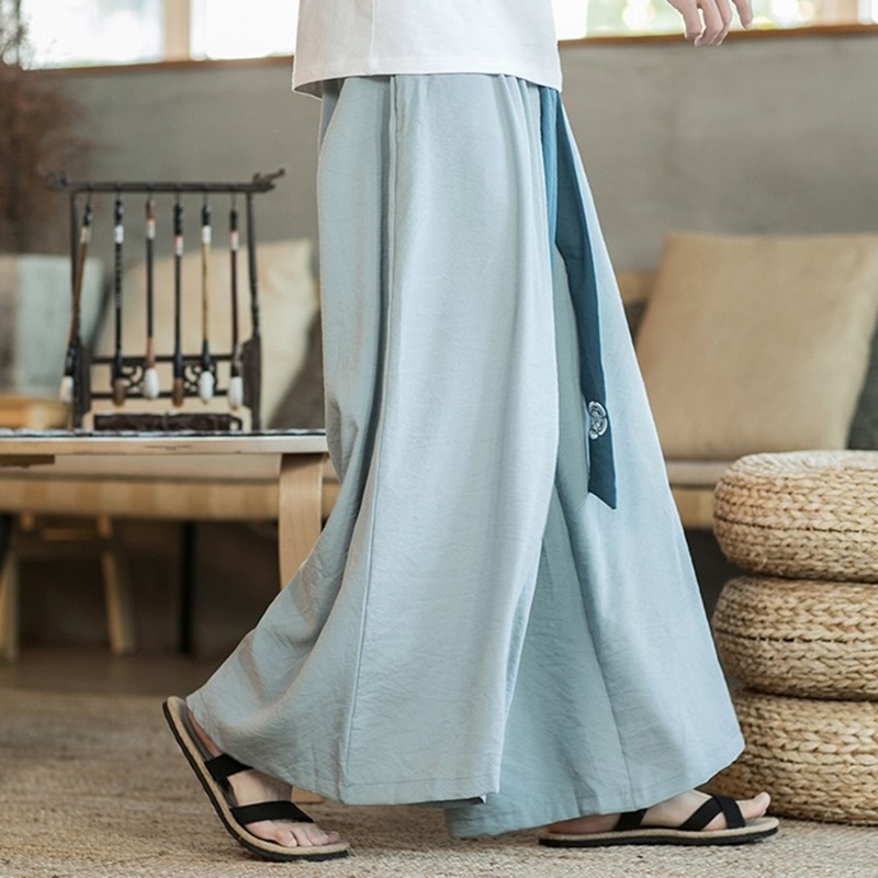 Chinese Traditionele Kung Fu Wushu Broek Kleding Voor Mannen Mannelijke Linnen Oosterse Stijl Cargo Broek Wijde Pijpen Chinese Broek 10891