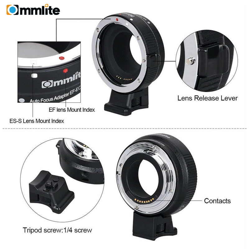 Commlite CM-EF-EOSM adaptateur d'objectif de mise au point automatique électronique pour objectif Canon EF EF-S à EOS M EF-M M2 M3 M5 M6 M10 M50 M100