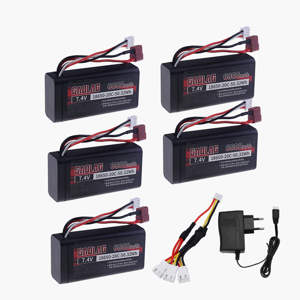 7,4 V 6800 mAh 18650 Lipo-Akku für Wltoys 12428 104009 12423 10428 12429 12401 12402 12402A RC Auto Ersatzteile 2s 7,4 V Bateria: Gelb