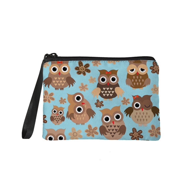 NOISYDESIGNS-monedero pequeño con dibujos animados de búho para mujer, cartera pequeña, monedero, tarjetero: Z7773D82