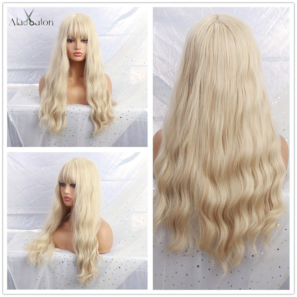 ALAN EATON Long Wavy Women Wigs High Temperature Fiber Synthetic Wigs Long Hair Cosplay Wigs Pink Wig with Bangs Lolita Cosplay: lc205-2