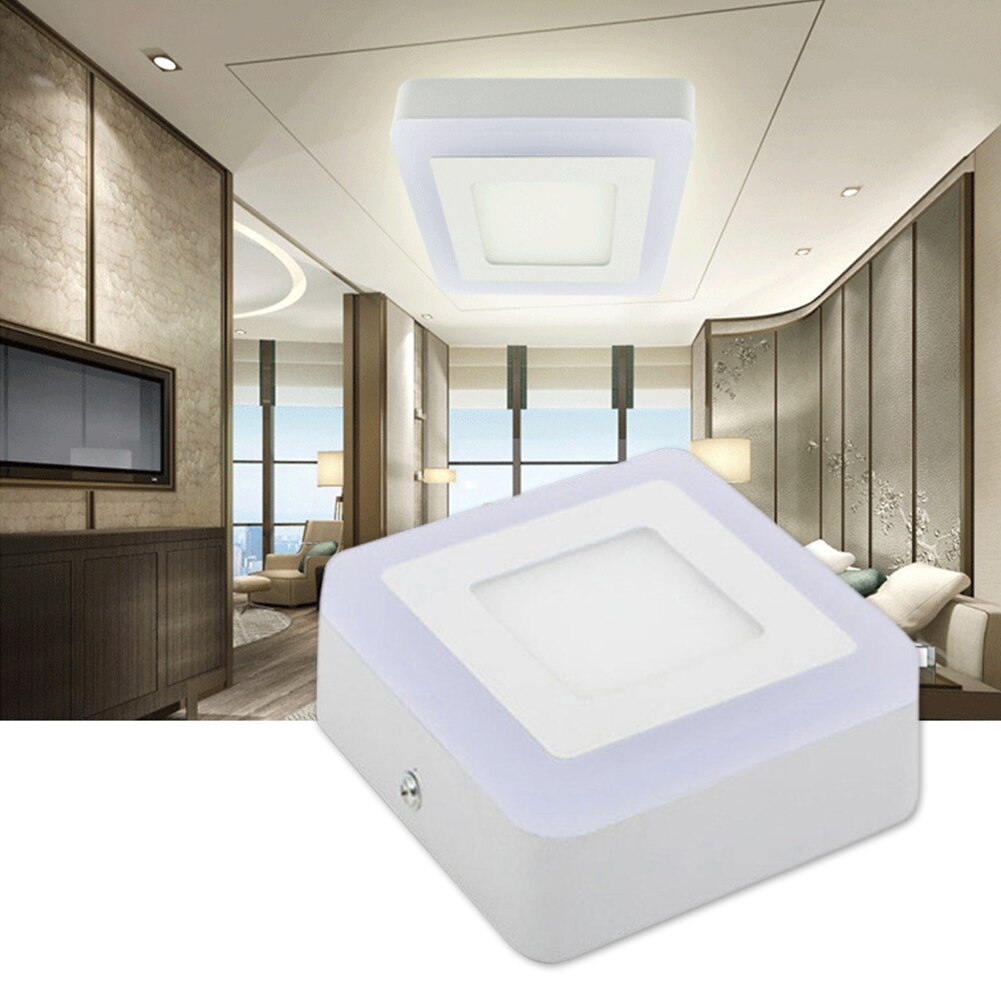 Firkantet dobbelt farve led panel lampe overflade loft væg stuer lys 85-265v metal+akryl kontor aluminium skal spisestue