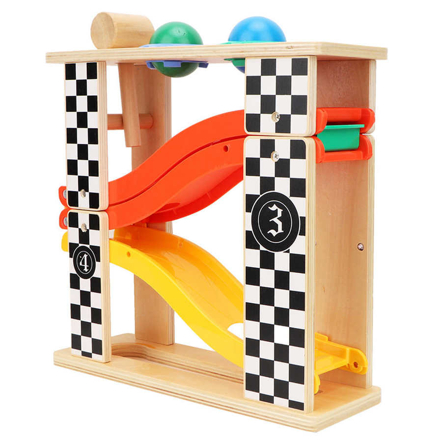 planner Timetable Two-in-one Rail Car Children Wooden Glider Track Slide Rail Car Sliding Glider Educational Toys Organizer