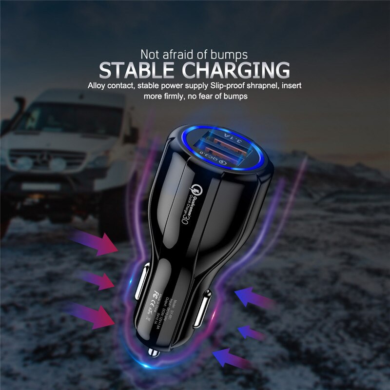 Car USB Charger Quick Charge QC 3.0 Universal Mobile Phone 2 Port USB Fast Charging for iPhone Samsung Xiaomi Tablet Car-Charger