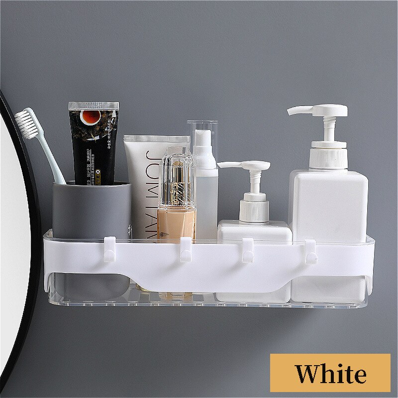 Caja de almacenamiento de champú de Gel de ducha de , estante de almacenamiento sin perforaciones, succión de baño y pared: white