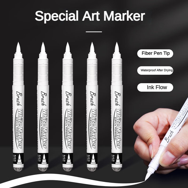 Bolígrafos de pintura acrílica líquida directa, 5/1 Uds., 16 colores, pincel, rotulador para pintura en roca, piedra, vidrio, suministros escolares DIY, papelería