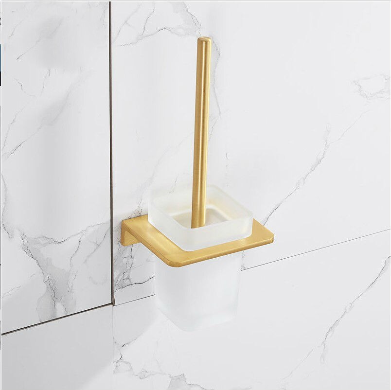 Barhroom Hardware Sets SDSN Brushed Gold Bathroom Hardware Set Space Aluminum Toilet Brusher Holder Bathroom Towel Rack Hook