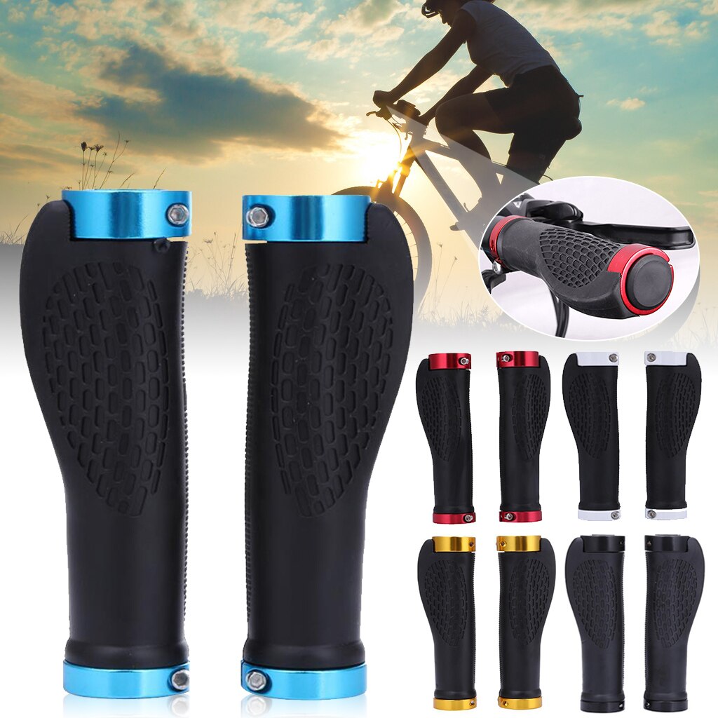 Bike Handlebar Grips Non-Slip Ergonomic Double Lock-on Bike Grips for MTB, BMX with Bar End Caps