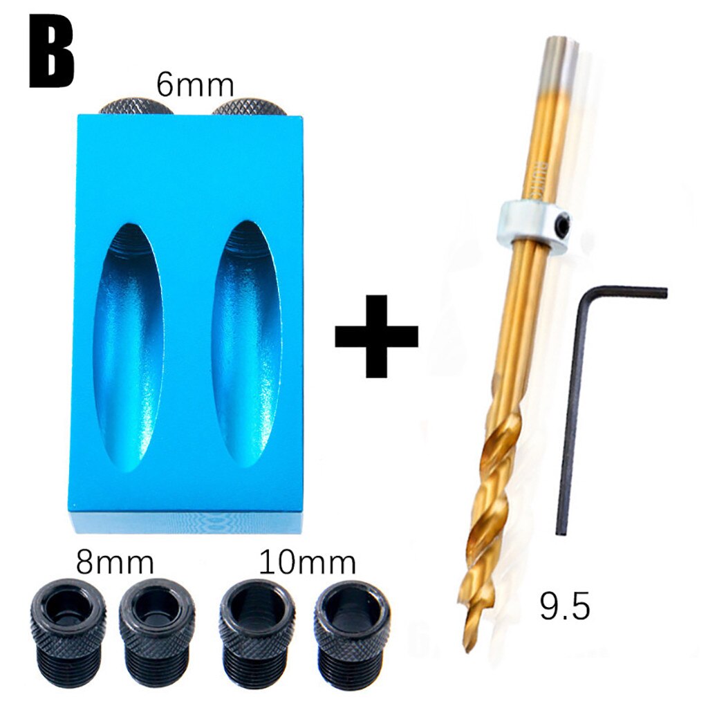 Woodworking Oblique Hole Locator Drill Bits Pocket Hole Jig Kit 15 Degree Angle Drill Guide Set Hole DIY Carpentry Tools