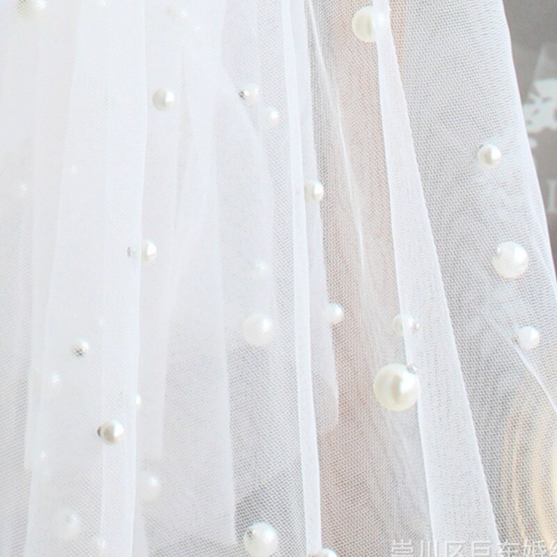 Ivoor Bruidssluier Met Kam Vingertop Parel Bruiloft Sluier Veu De Noi V604