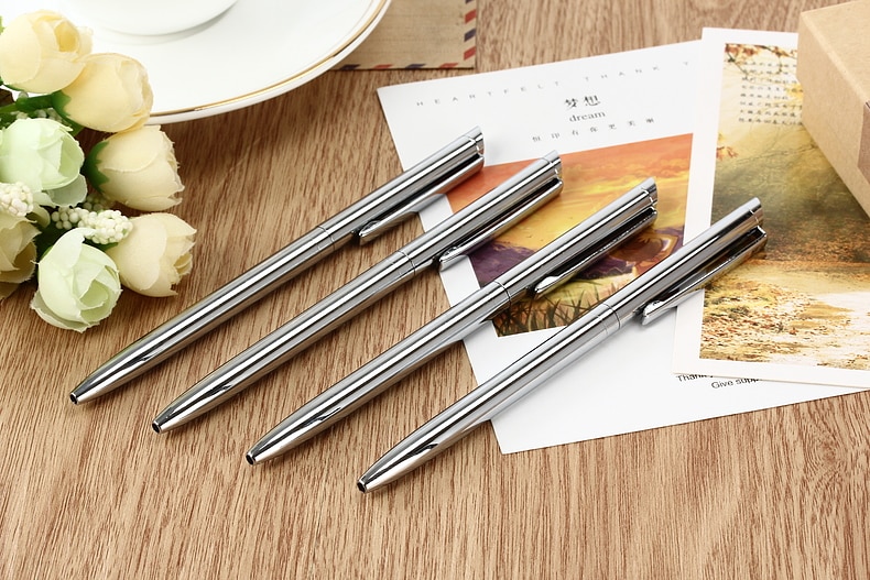 1pcs/lot Factory direct Commercial rotary ballpoint pen metal pen stainless steel ballpoint pen core exquisite