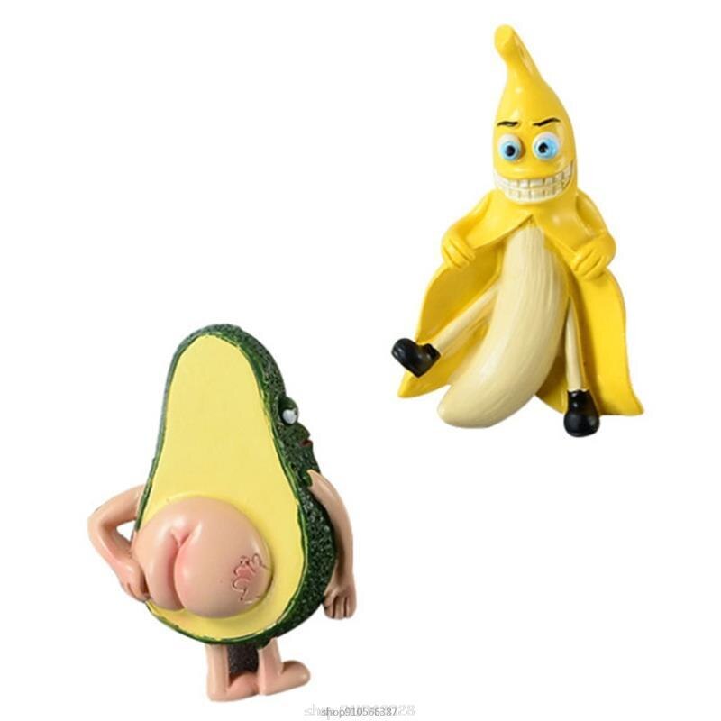 Imanes divertidos de fruta, plátano y aguacate para nevera, pizarras, decoración del hogar, objetos magnéticos, 3D