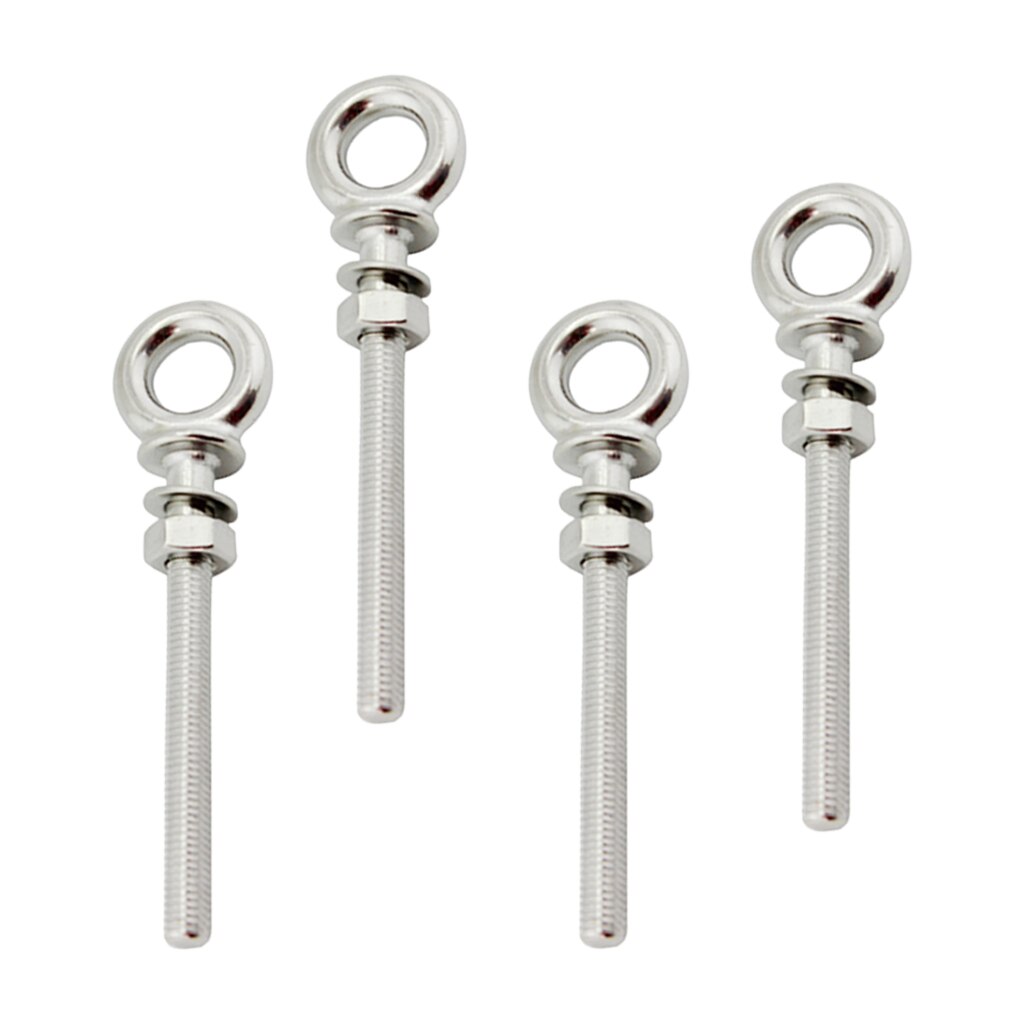 4-Pack Long Shank Eye Bolt Stainless Steel Fastener Heavy Duty