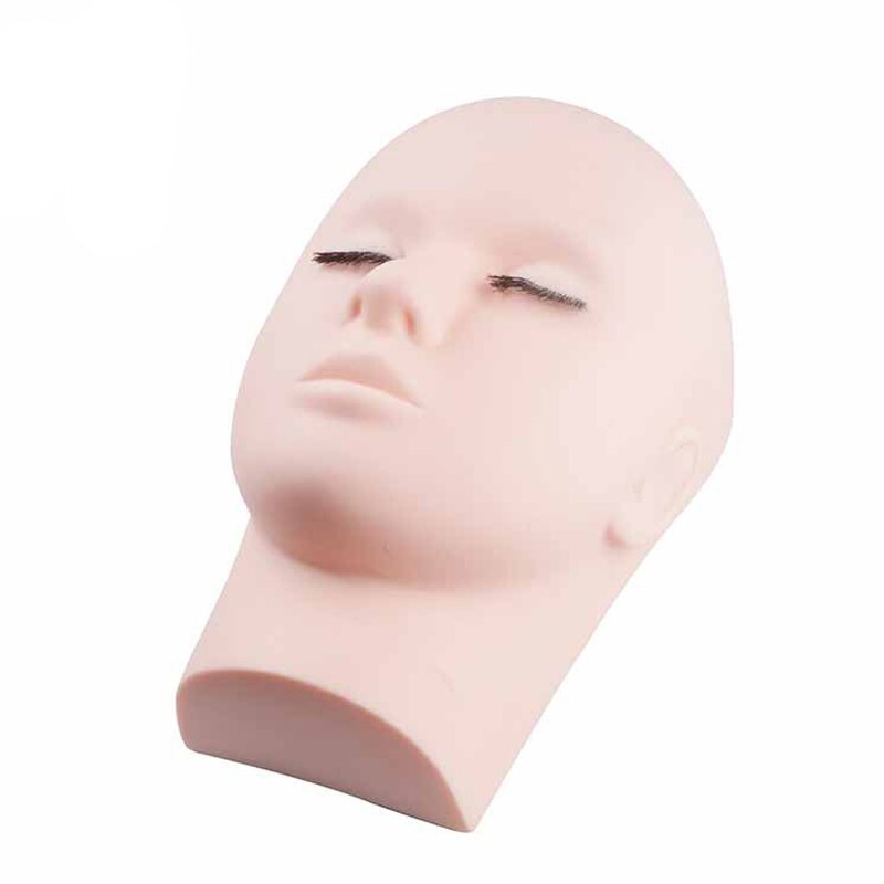 Cabeza de maniquí para pestañas, cabeza de muñeca para formación con extensión de pestaña Real, maniquí de entrenamiento, cosmetología, cabeza plana