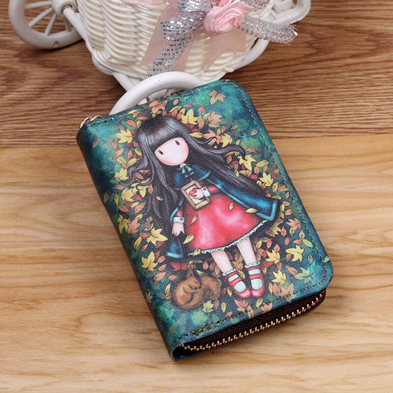 Animals Printed Women Card Bag PU Leather Wallet Cartoon Business Card Case Credit Card Holder Girl Zipper Clutch Bag: 5