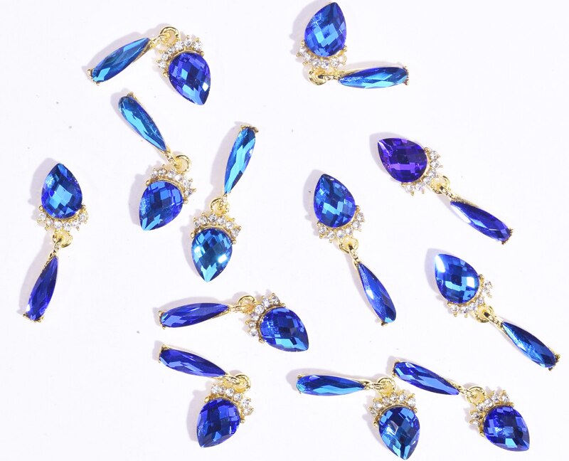 10-16mm 10pcs Zircon Nail Charms Pierced Fingernail Jewelry 14 Styles of Charms Pearl L-Long Reusable nail nail charms: JE421-10pcs