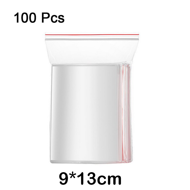 100pcs/pack Resealable Zip Lock Bags Self Seal Clear Plastic Poly Bag Food Storage Package Reclosable Vacuum Fresh Bag: 9X13 CM