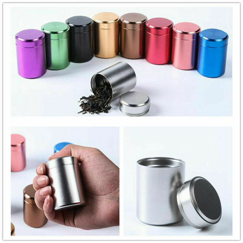 1 contenedor hermético a prueba de olores, contenedor de aluminio Para hierbas, té, lata sellada de Metal, tarros, contenedores de té