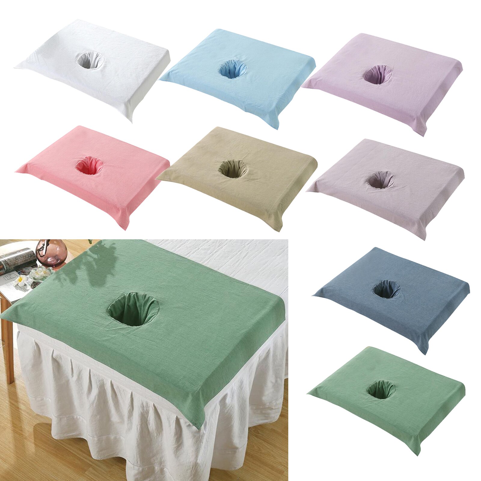 Toalla de algodón para SPA, Media funda de mesa de masaje, belleza, agujero para la cara, 50x70cm