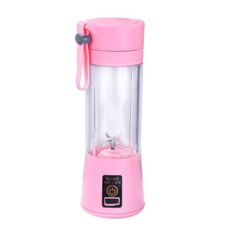 380 Ml Draagbare Blender Juicer Cup Fles Usb Elektrische Fruit Citrus Lemon Juicer Blender Sap Machine 2/4/6 Bladen: 6 Blades Pink