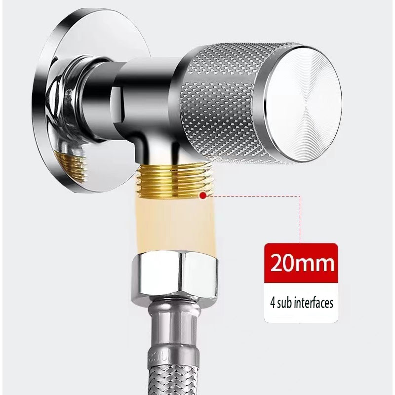 Messing Hoek Ventiel Grijze Inlaat Klep Badkamer Uitlaat Ventiel G1/2 Wastafel Afvoer Afleiding Gootsteen Wastafel Water Stop Kranen