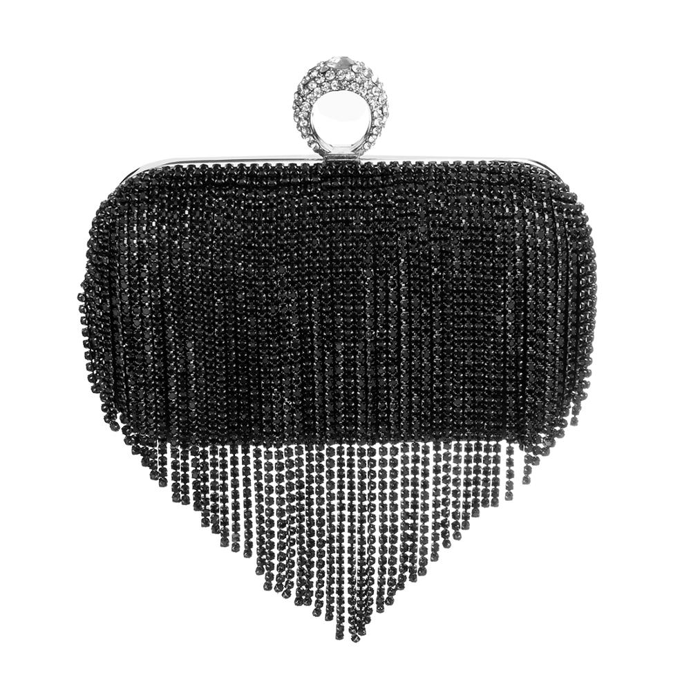 Pochette à pompon en strass pour femmes, Vintage, épaule, argent, , fête de mariage, chaîne, soirée