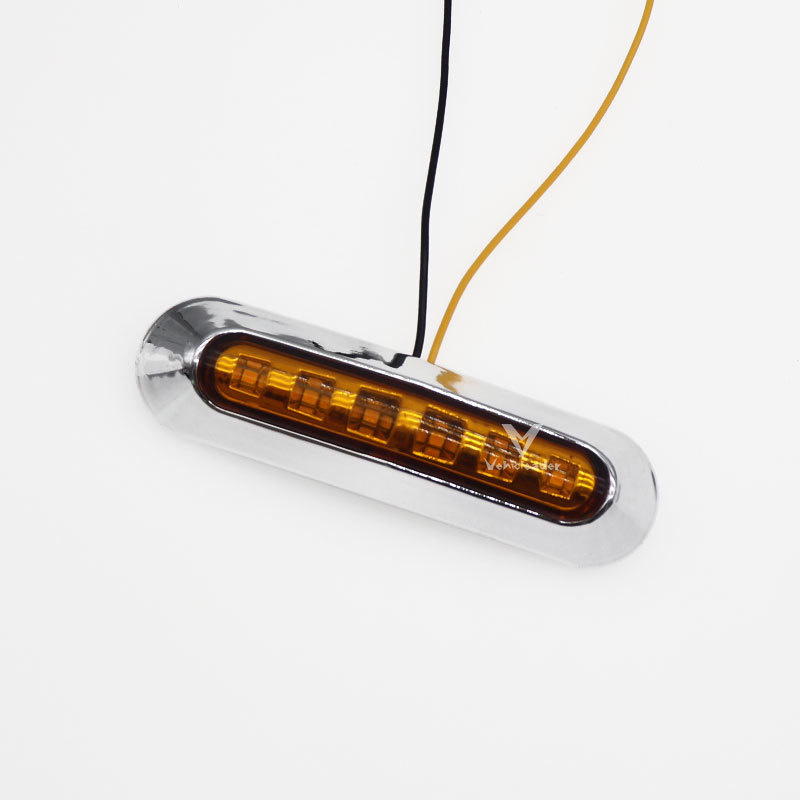 10x 12-24V Amber 6LED Chrome Bezel Side Marker Light Tail Lamp Auto Car Bus Truck Lorry Trailer caravan Clearance lights