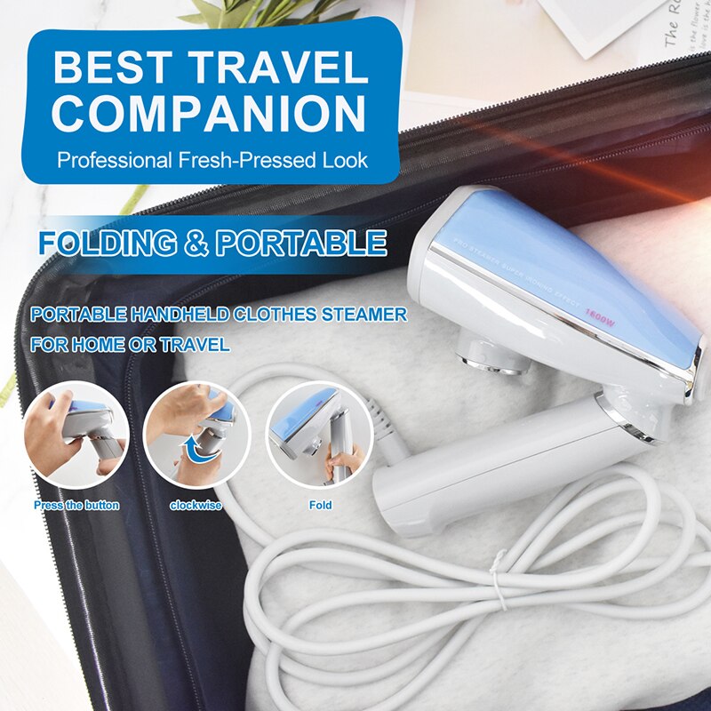 2022 Foldable Clothes Steamer 1600W Powerful Handheld Portable Travel Garment Steamer Steam Iron