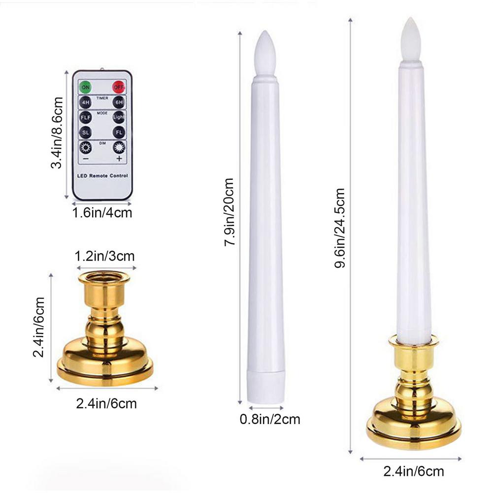 Pack Of 3 LED Candles Remote Control Light Flickering Remote LED Candles Remote Taper Candles With Gold Holders For Dinner