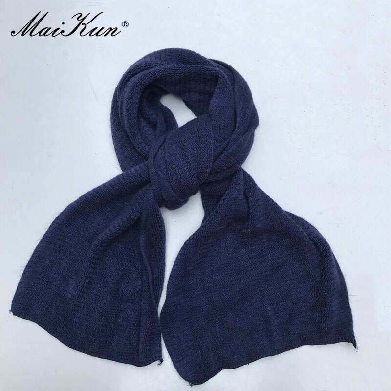 Maikun-bufanda gruesa y cálida para hombre y mujer, pañuelo de Cachemira de imitación de Color puro, bufanda negra para invierno, Unisex: 1