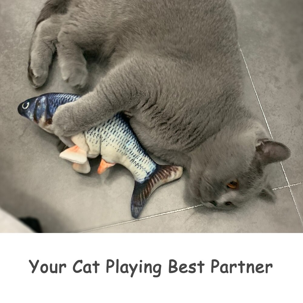 Huisdier speelgoed elektrisch katten speelgoed pluche 3d interactieve elektronische usb bijtbestendige kauw kies bewegende dansende vis speelgoed kitten katten speelgoed