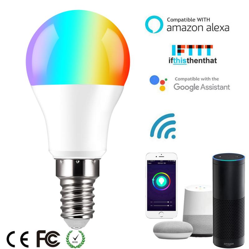 Dimbare E14 Rgb Led Slimme Lamp 6W Bluetooth Lamp Rgbw Rgbww Smart Lamp Muziek Controle Gelden Ios/Android