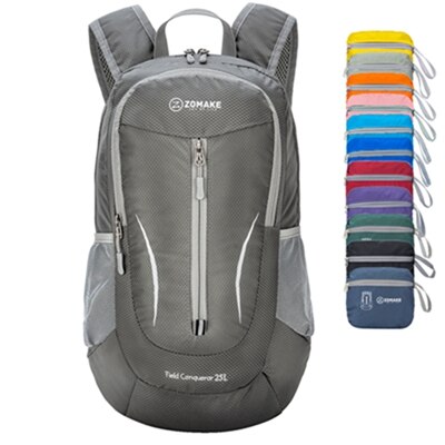 25L ZOMAKE Lightweight Packable Backpack Water Resistant Hiking Daypack, Small Travel Backpack for Women Men: dimgray