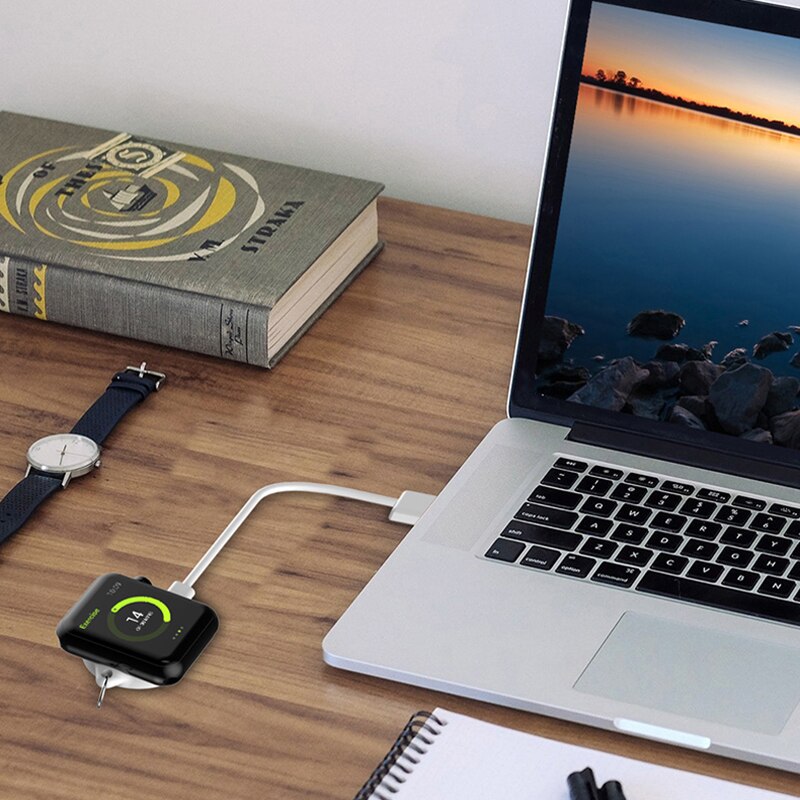 Bærbar magnetisk trådløs lader sensor for apple watch 1 2 3 4 series mini usb lader lader bank for iwatch med nøkkelring