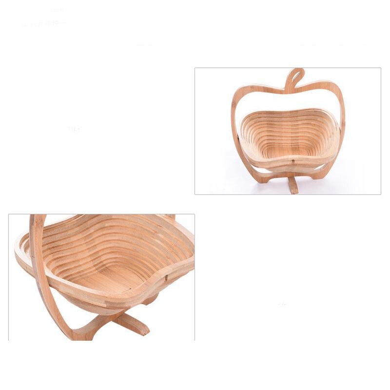 Novelty Foldable Apple Shaped Bamboo Basket Foldable Fruit Basket