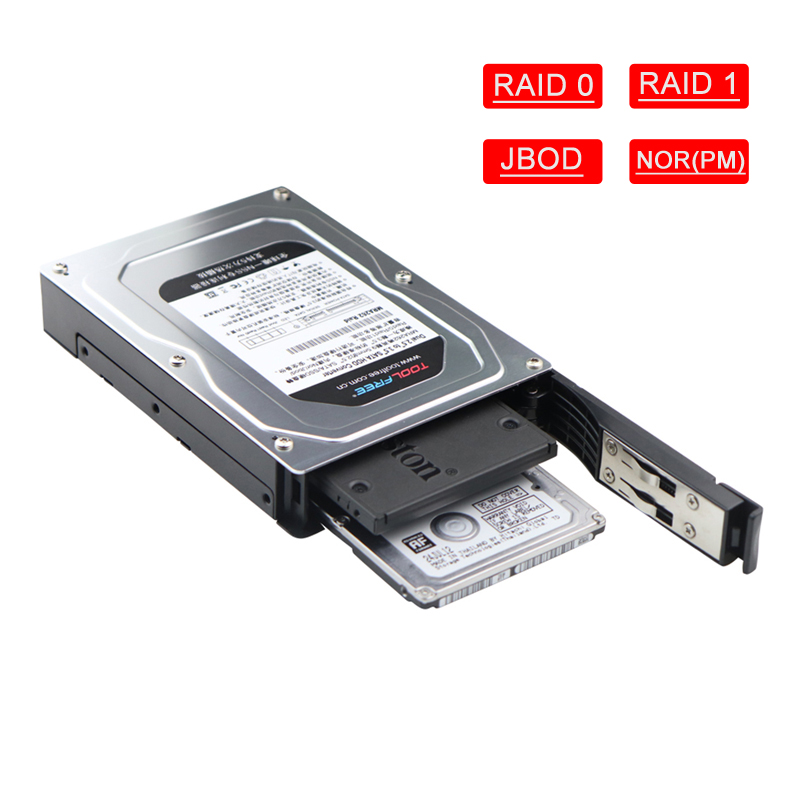 Carcasa adaptadora de disco duro SATA de 2,5 a 3,5 pulgadas, sin herramientas, compatible con SATA III, RAID 0, RAID 1, JBOD, Nord