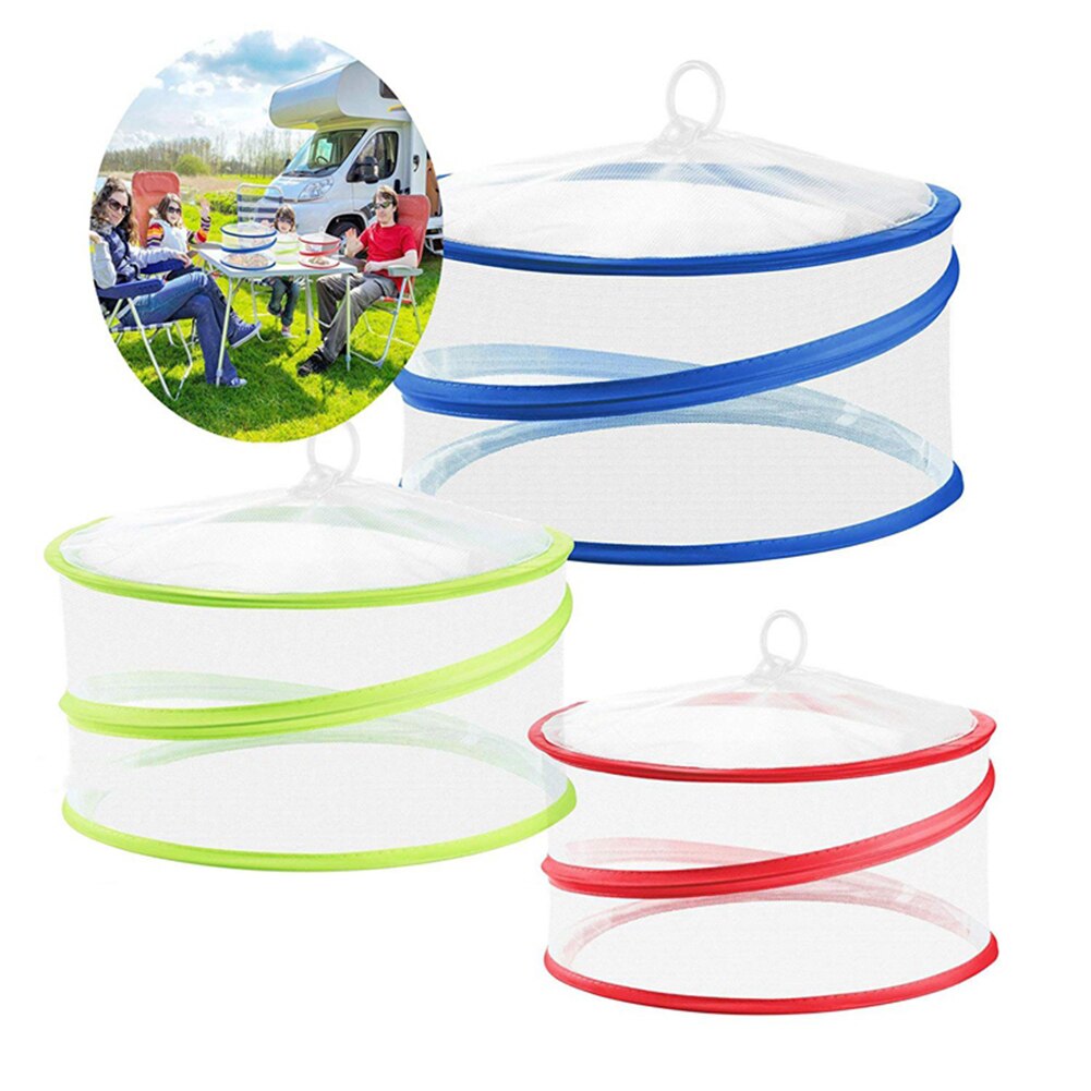 3PCS Food Cover Outdoor Collapsible Storage Round Shape Insect Prevention Kitchen Table Elastic Picnic Protectors Durable