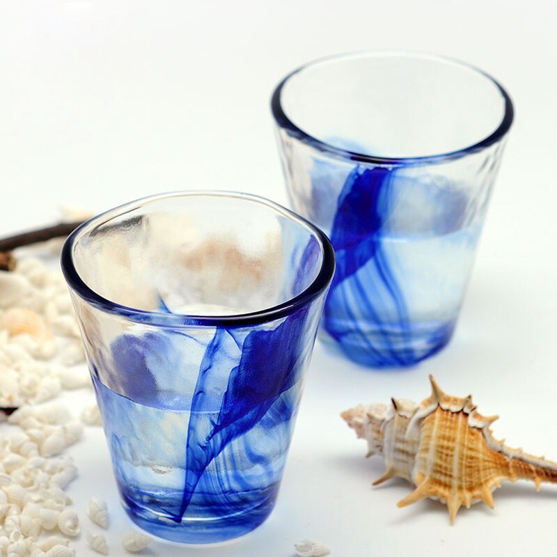 Lead-free Crystal Cups Blue Glass Whiskey Wine Glass High Capacity Beer Glass Wine Cup Bar Hotel Party Drinking Ware