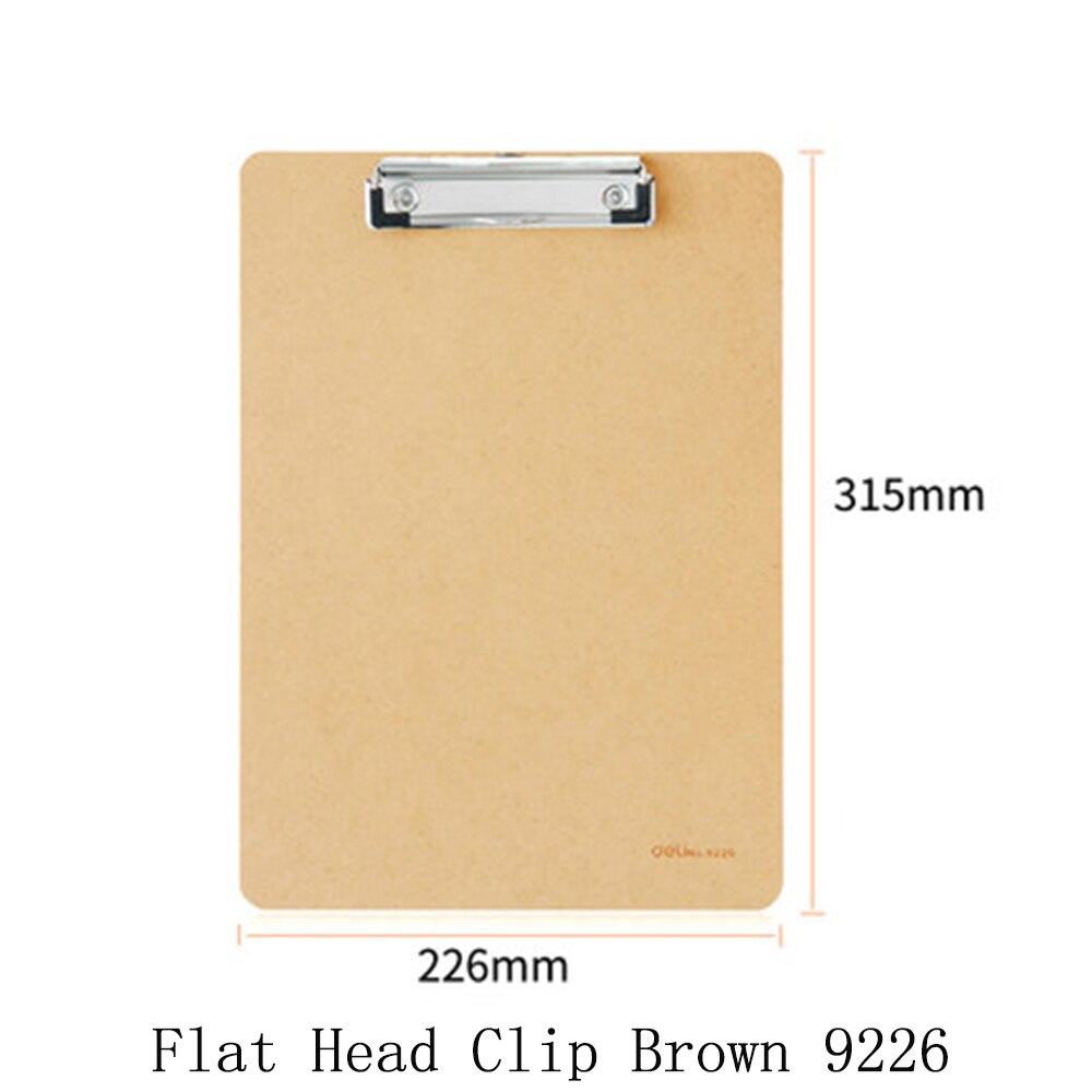 Deli A4 Map Schrijfbord Klem Pad Plaat Clip Kartonnen Student Test Papier Multifunctionele Opknoping Workshop Kantoorbenodigdheden: Flat Head Clip Brown