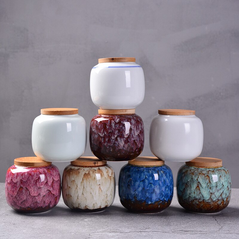 Céramique cuisine boîte à thé rétro Fission couleur thé Caddies conteneurs voyage boîte de rangement pot en porcelaine pour pot de café en poudre ZM720