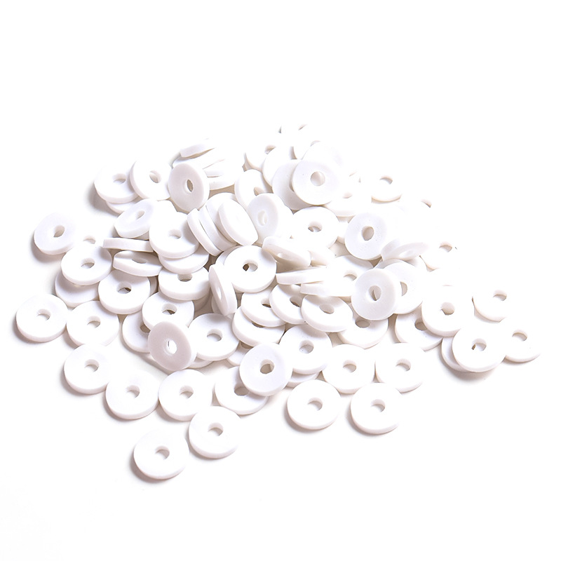 Flat Round Polymer Clay Beads Chip Disk Loose Spacer Handmade Boho Slice Beads For DIY Jewelry Making Bracelets: 07white