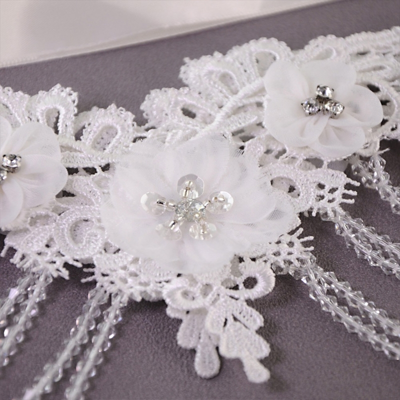 634D Wedding Bridal Jewelry Off Shoulder Chain Necklace Embroidery Lace Flower Bib Collar Faux Crystal Beading Shawl Wrap