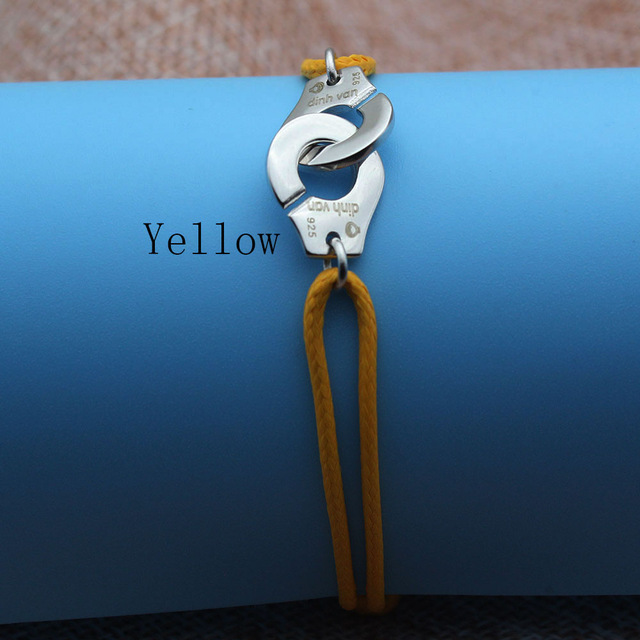 France Pour Femme Jewelry 925 Sterling Silver Handcuff Bracelet For Women Men Rope Bracelet 925 Silver Bracelet Menottes Bijoux: Yellow Rope