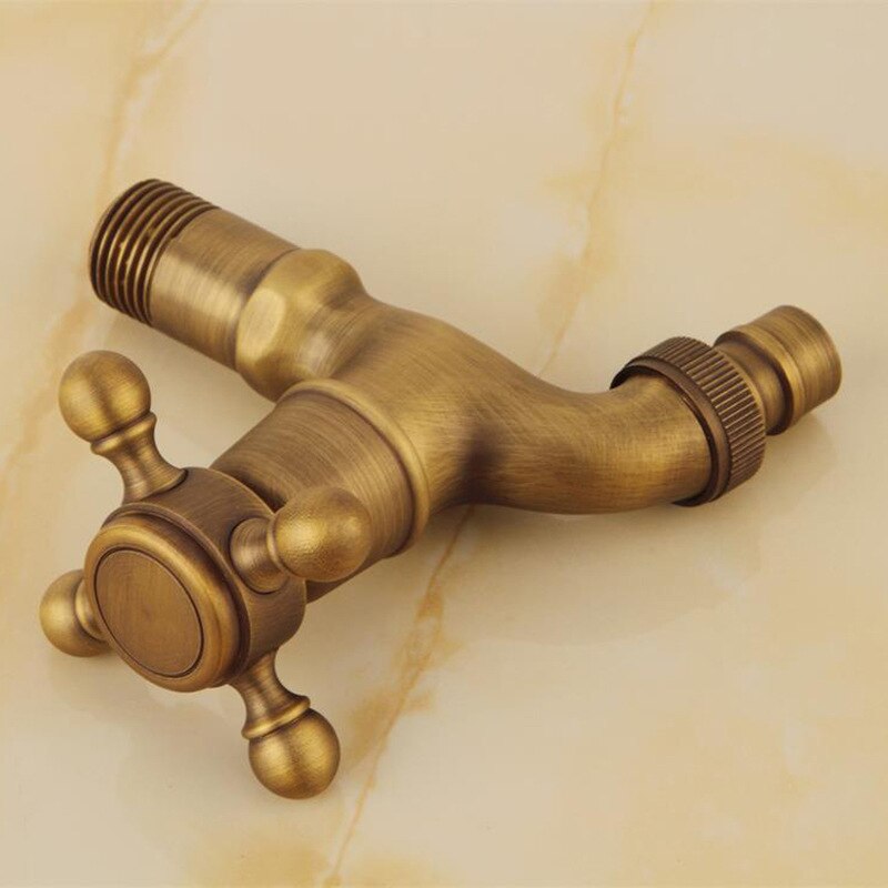 Wall Mounted Antique Brass Bathroom Washing Machine Faucet Mop Pool Tap Cold Water Bibcock Tap Decorative Outdoor Garden Faucet