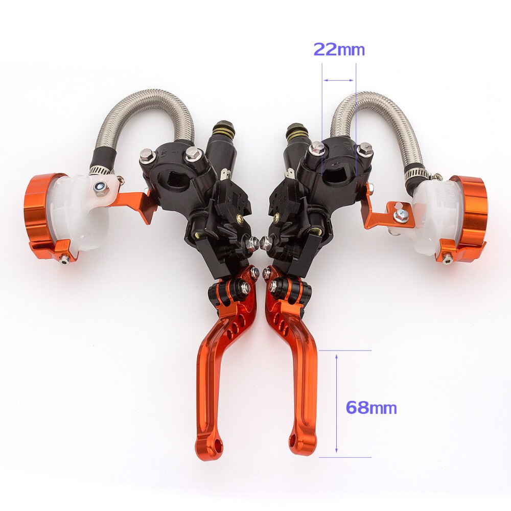 Orange justerbar universal motorcykel hydraulisk koblingsbremsepumpe hovedcylindersæt til 7/8 '' styr 125cc - 400cc racing
