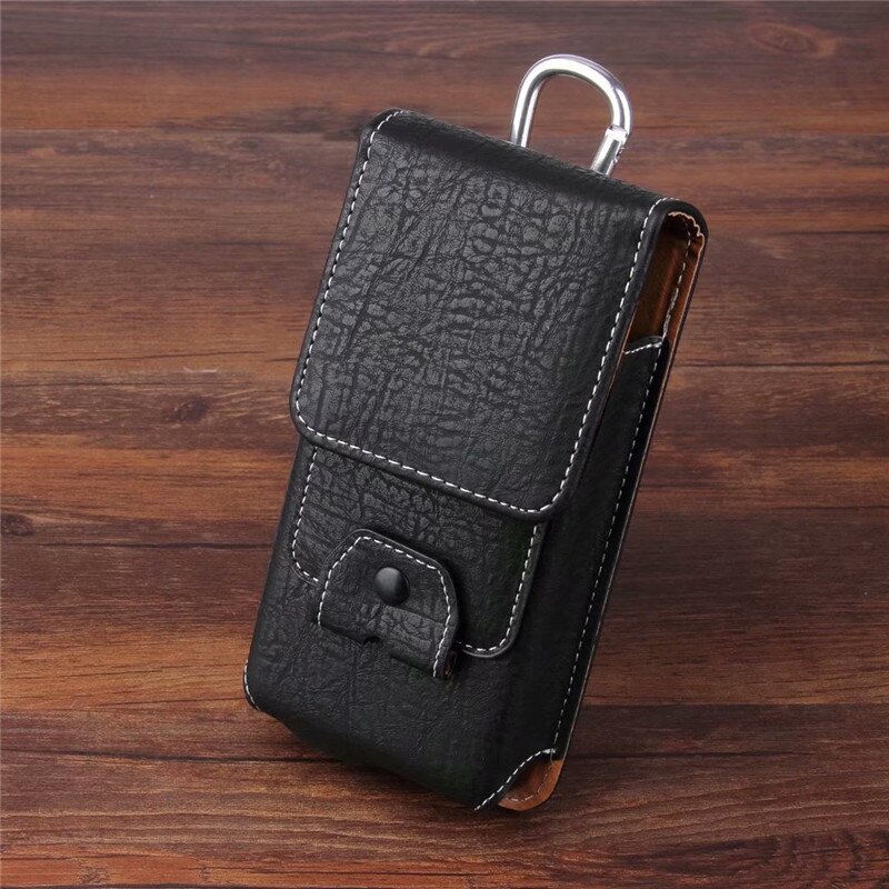 Funda de cuero Universal para teléfono móvil Paquete de cintura Clip de bolsillo para Motorola One Zoom Action Vision G7 Power E6 G6 e5 Plus jugar: Moto E5 Play / Black