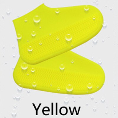 Capa de sapato impermeável material de silicone unisex sapato cobre ao ar livre adequado para dias chuvosos fácil de transportar botas de chuva à prova dwaterproof água: YELLOW / L